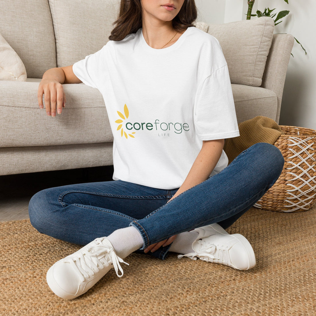 CoreForge Logo T-Shirt — Minimal Sunflower Wellness Tee