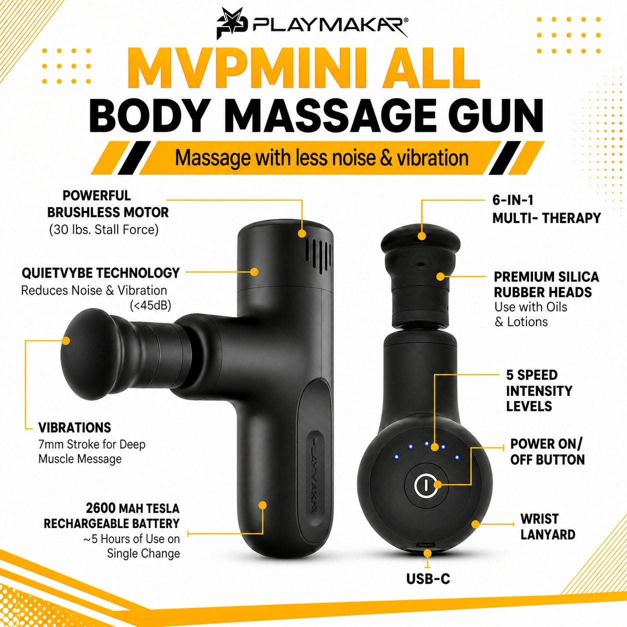 MVPmini Percussion Massage Gun with Silicone Heads