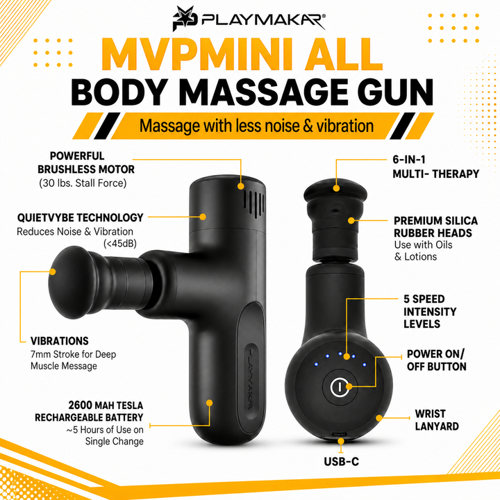 MVPmini Percussion Massage Gun with Silicone Heads