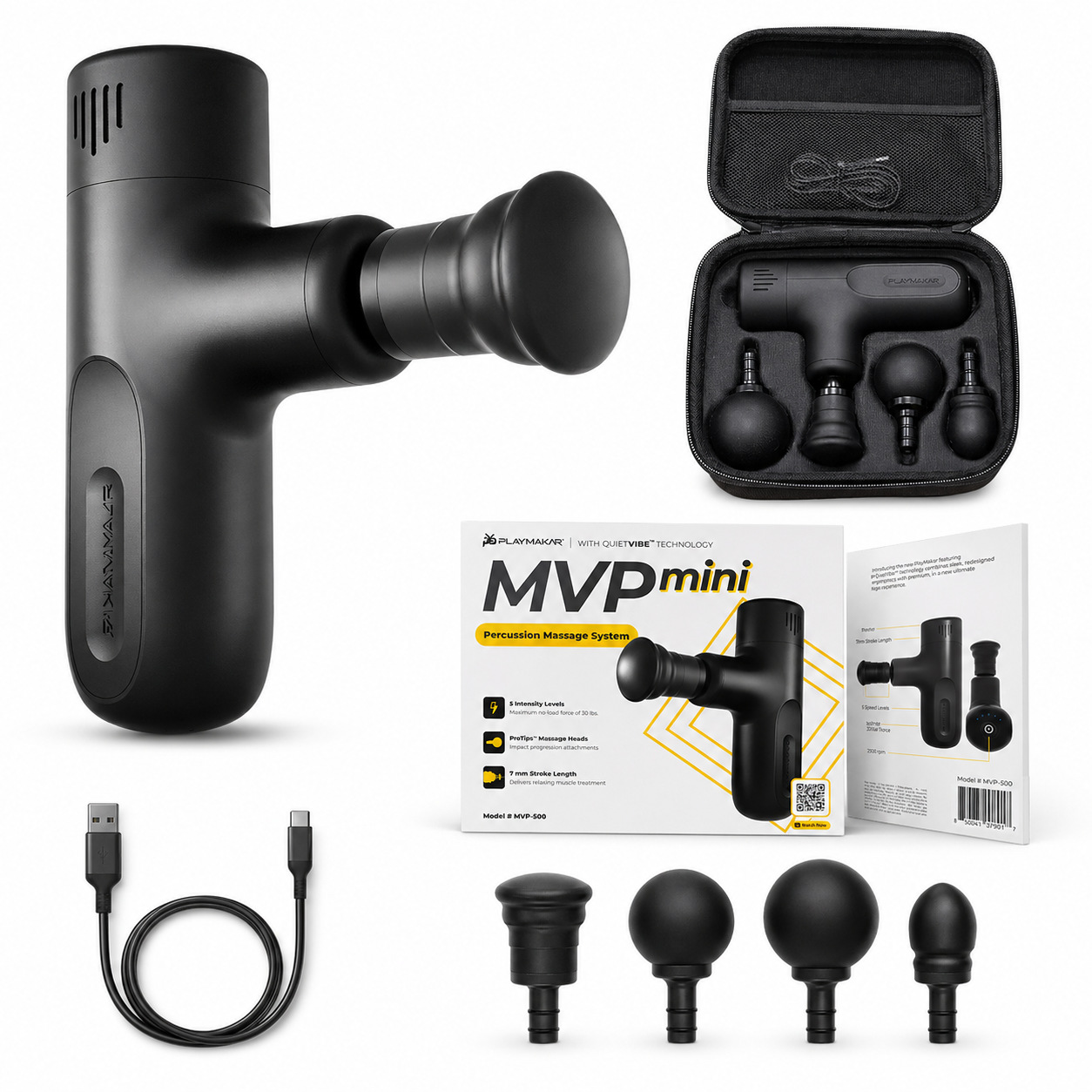 MVPmini Percussion Massage Gun with Silicone Heads