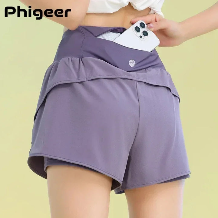 PHIGEER Women’s Yoga Workout Shorts